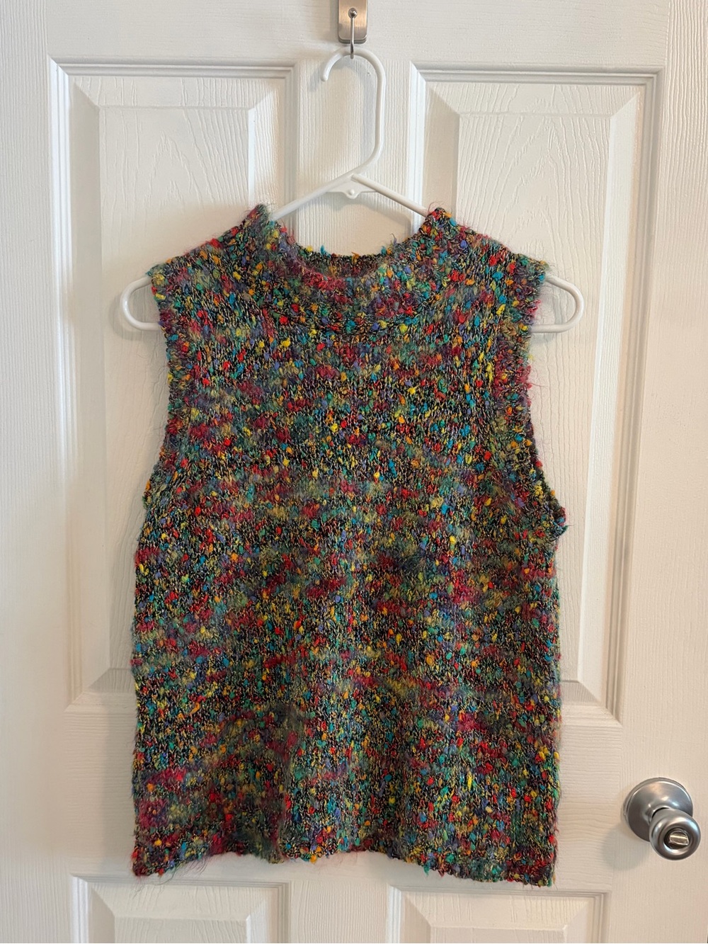 Vintage Funky Multicolor Knit Sleeveless Sweater Vest